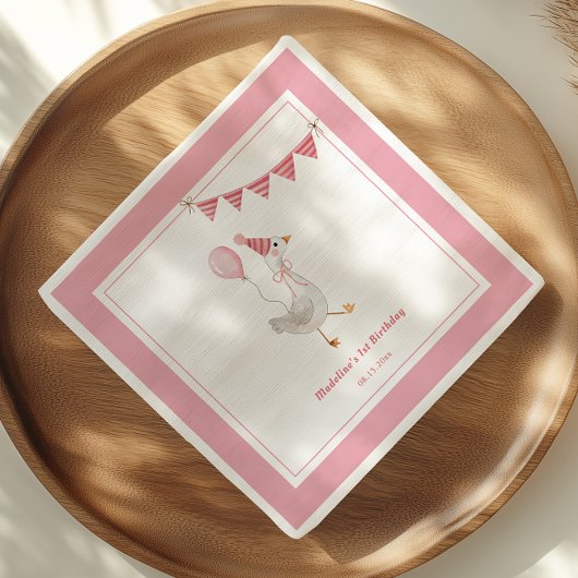 Serviette En Papier Soignée Goose rose Fille Anniversaire