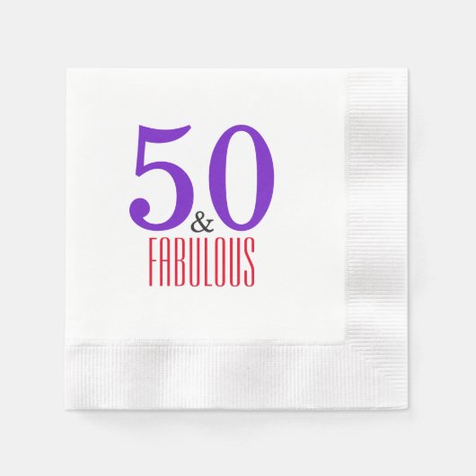 Serviette En Papier Soigneusement 50ème et fabuleuse fête (Devant)