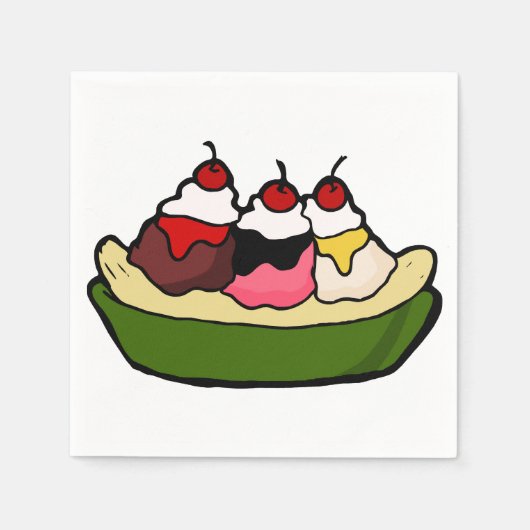Serviette En Papier Soin à la crème glacée sucrée à la Banana Split (Devant)