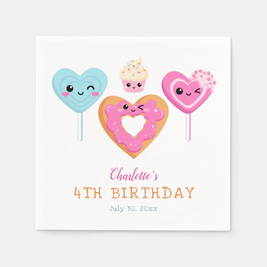 Serviette En Papier Soins et sucreries mignonnes Fête d'anniversaire (Devant)