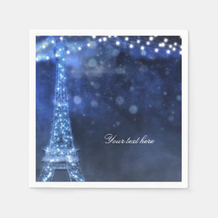 Serviette En Papier Soir Bleu Nuit Enchantée à Paris Tour Eiffel