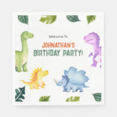 Serviette En Papier Soirée Anniversaire de enfant Dinosaure aux couleu (Devant)