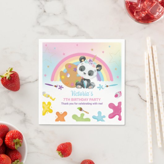 Serviette En Papier Soirée artisanale Cute Panda Arc en arc-en-ciel (En situation)