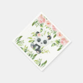 Serviette En Papier Soirée Baby shower Panda Rose Floral (Coin)
