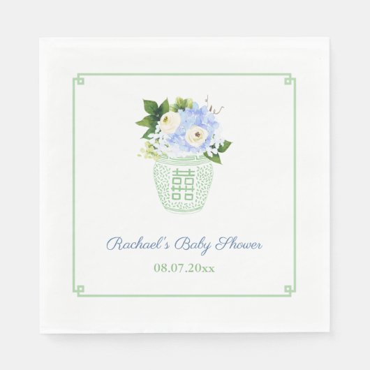 Serviette En Papier Soirée Baby shower vert blanc vert (Devant)