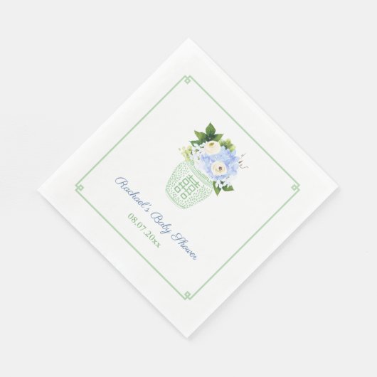 Serviette En Papier Soirée Baby shower vert blanc vert (Coin)