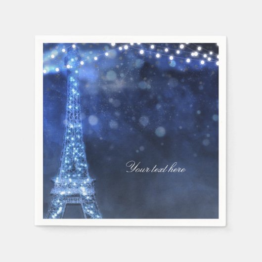 Serviette En Papier Soirée Bleue Nuit enchantée à Paris Tour Eiffel (Devant)