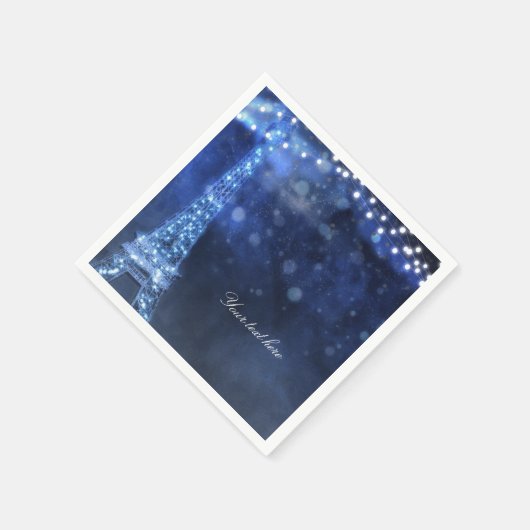 Serviette En Papier Soirée Bleue Nuit enchantée à Paris Tour Eiffel (Coin)