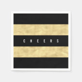 Serviette En Papier Soirée Chic Gold Foil Black Stripes Fête (Devant)