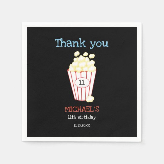 Serviette En Papier Soirée cinéma Anniversaire Fête Cute Popcorn Enfan (Devant)