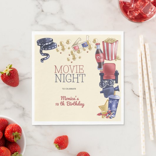 Serviette En Papier Soirée cinéma anniversaire pour enfants (En situation)
