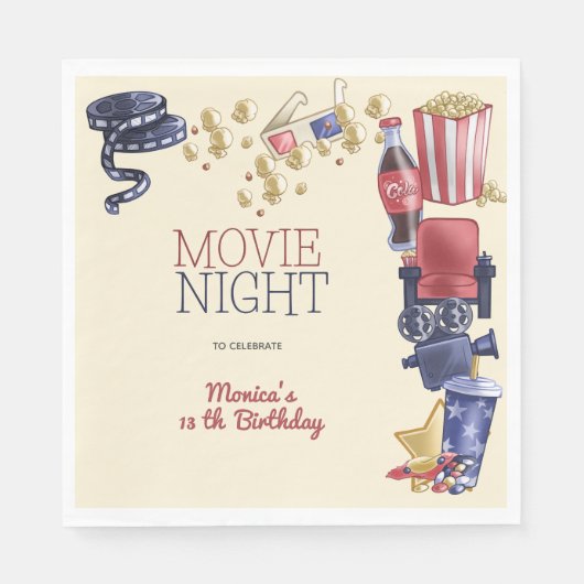 Serviette En Papier Soirée cinéma anniversaire pour enfants (Devant)