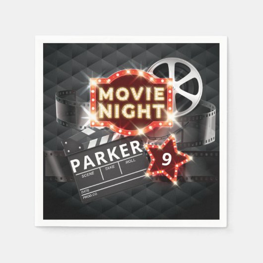 Serviette En Papier Soirée cinéma luxe personnalisé (Devant)
