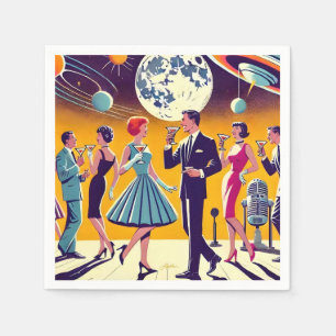Serviette En Papier Soirée Cocktail Espace Années 60 Milieu de Siècle