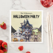 Serviette En Papier Soirée costumée d'Halloween et Maison hantée (En situation)