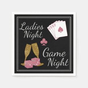 Serviette En Papier Soirée Dames Soirée de Jeux Paillettes Dorées et R