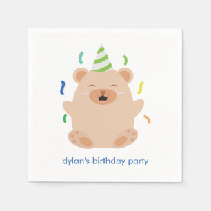 Serviette En Papier Soirée d'anniversaire à l'ours mignon