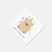 Serviette En Papier Soirée d'anniversaire à l'ours mignon (Coin)