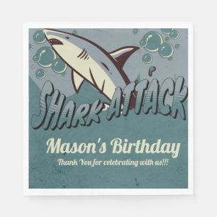 Serviette En Papier Soirée d'anniversaire à thème Retro Shark