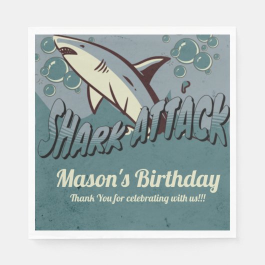 Serviette En Papier Soirée d'anniversaire à thème Retro Shark (Devant)