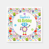 Serviette En Papier Soirée d'anniversaire à thème Robot (Devant)