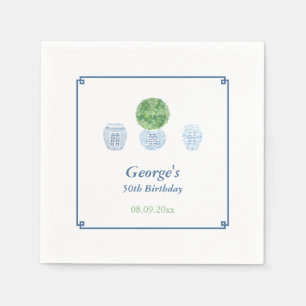 Serviette En Papier Soirée D'Anniversaire Adulte Bleu Et Vert