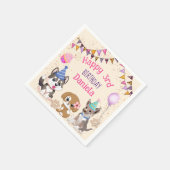 Serviette En Papier Soirée d'anniversaire aux chiots mignons (Coin)