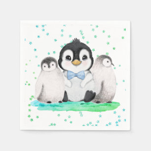 Serviette En Papier Soirée d'anniversaire de Cute Penguin