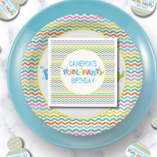 Serviette En Papier Soirée d'anniversaire de la fête de la piscine de 