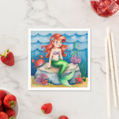 Serviette En Papier Soirée d'anniversaire de la sirène de mer (En situation)