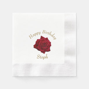 Serviette En Papier Soirée d'anniversaire de l'élégante Rose rouge
