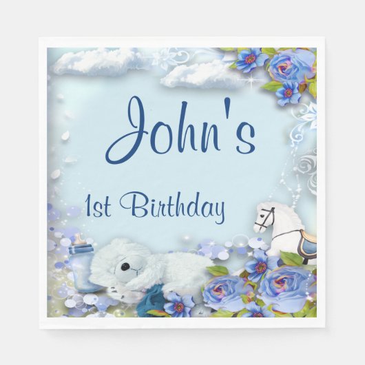 Serviette En Papier Soirée D'Anniversaire De L'Ours Et Du Cheval (Devant)