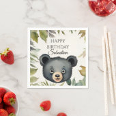 Serviette En Papier Soirée d'anniversaire de l'ours mou Woodland Anima (En situation)