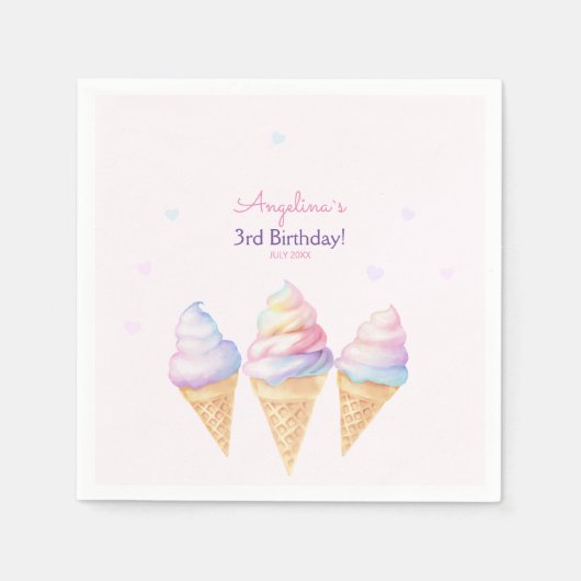 Serviette En Papier Soirée d'anniversaire de Napkins avec crème glacée (Devant)