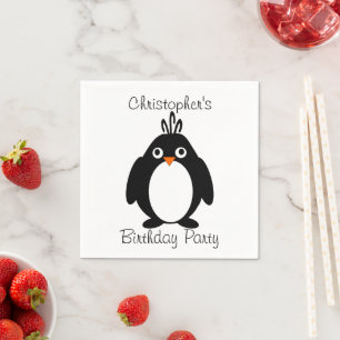 Serviette En Papier Soirée d'anniversaire de Penguin personnalisée
