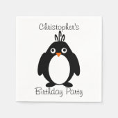 Serviette En Papier Soirée d'anniversaire de Penguin personnalisée (Devant)