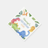 Serviette En Papier Soirée d'anniversaire des mignons dinosaures (Coin)