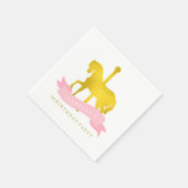 Serviette En Papier Soirée d'anniversaire du carrousel rose (Coin)