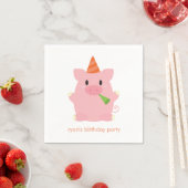 Serviette En Papier Soirée d'anniversaire du cochon mignon (En situation)