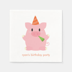 Serviette En Papier Soirée d'anniversaire du cochon mignon