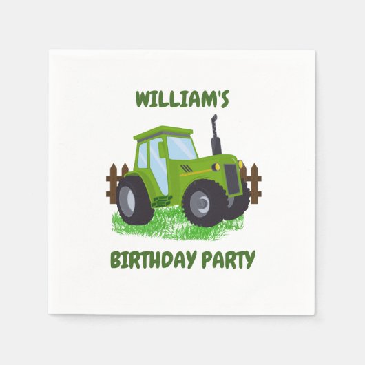 Serviette En Papier Soirée d'anniversaire du jote Green Tractor (Devant)