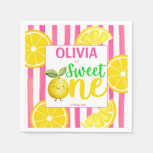 Serviette En Papier Soirée d'anniversaire d'une citronnelle rose (Devant)