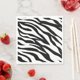 Serviette En Papier Soirée d'anniversaire en safari imprimé noir blanc