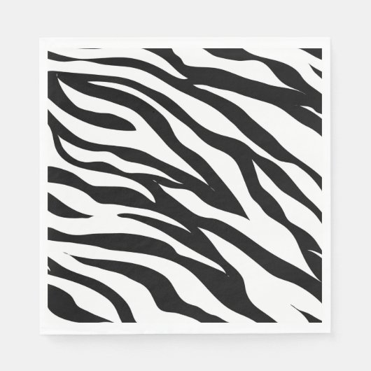 Serviette En Papier Soirée d'anniversaire en safari imprimé noir blanc (Devant)