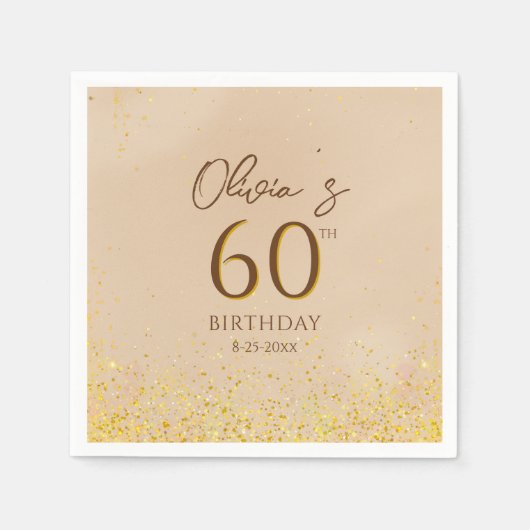 Serviette En Papier Soirée d'Anniversaire Or (Devant)