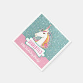 Serviette En Papier Soirée d'anniversaire rose et bleu licorne (Coin)