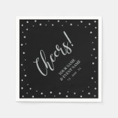 Serviette En Papier Soirée d'Anniversaire Silver & Black Modern (Devant)