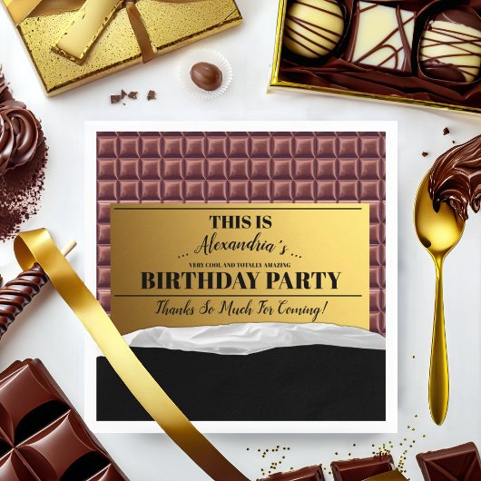 Serviette En Papier Soirée de chocolat personnalisé en Golden Ticket