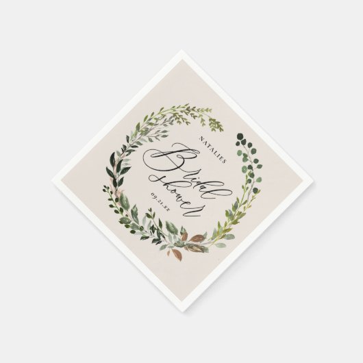 Serviette En Papier Soirée de douche nuptiale de feuillage rustique (Coin)