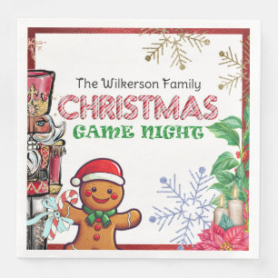 Serviette En Papier Soirée de jeux de Noël festive